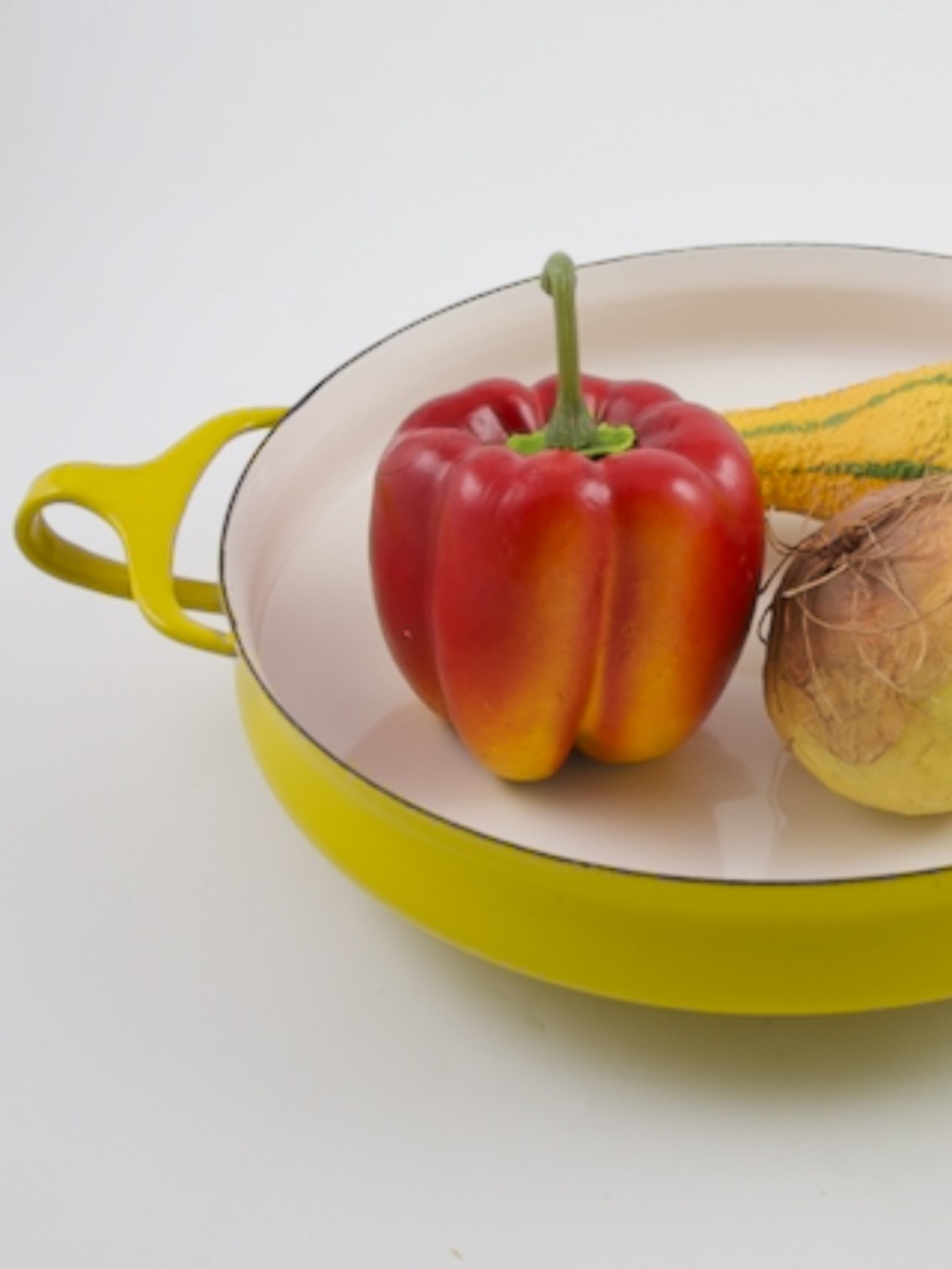 Vintage Dansk Designs France IHQ Kobenstyle 10" Yellow Enamel Paella Pan